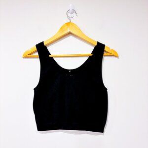 LOVE LIFE Black ribbed cropped tank | Minimalist sleeveless stretch top | M/L *